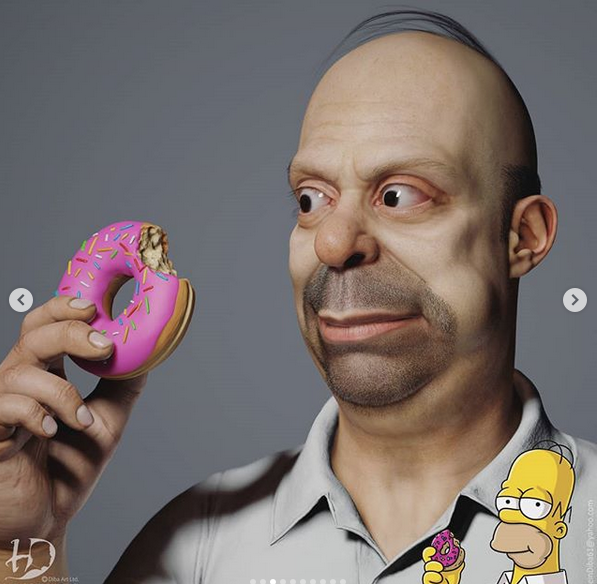 Гомер Симпсон. Фото скриншот: instagram.com/hossein.diba/