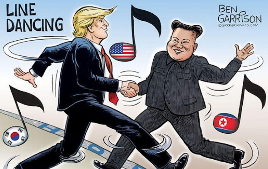 Встреча Трампа и лидера КНДР на границе Южной и Северной Кореи. Фото Скриншот instagram@ grrrgraphics