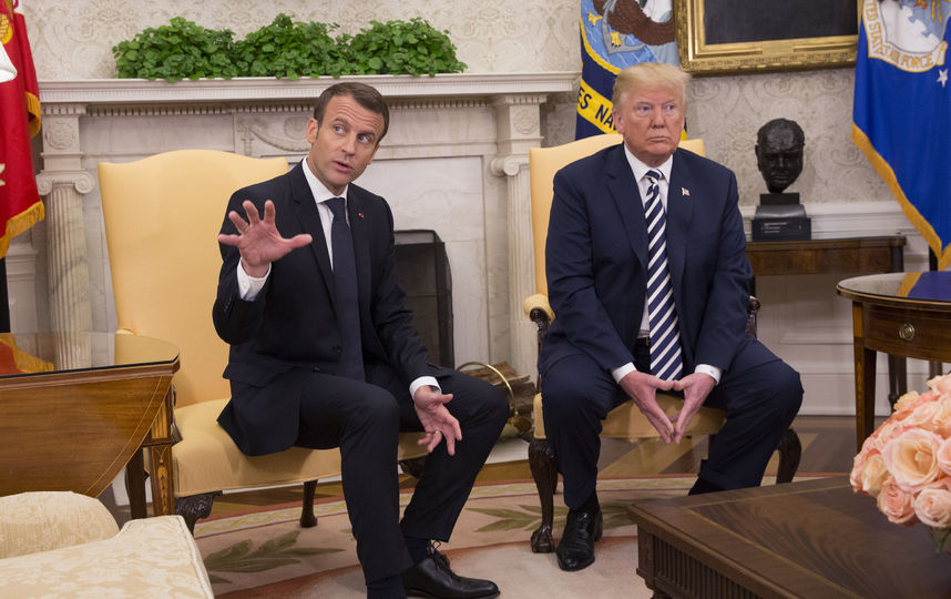 Эммануэль Макрон и Дональд Трамп. Фото Getty