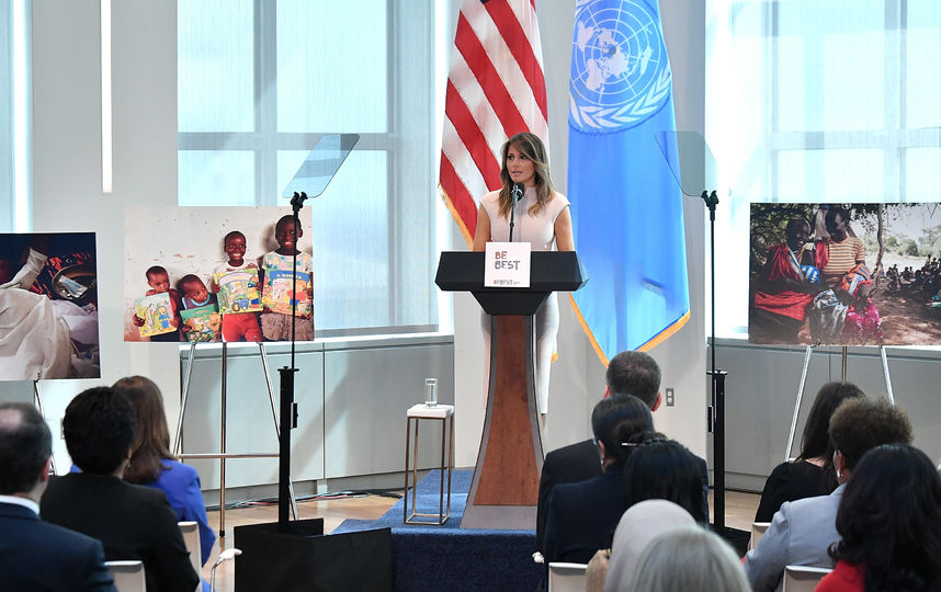 Мелания Трамп на приёме в Нью-Йорке. Фото Getty