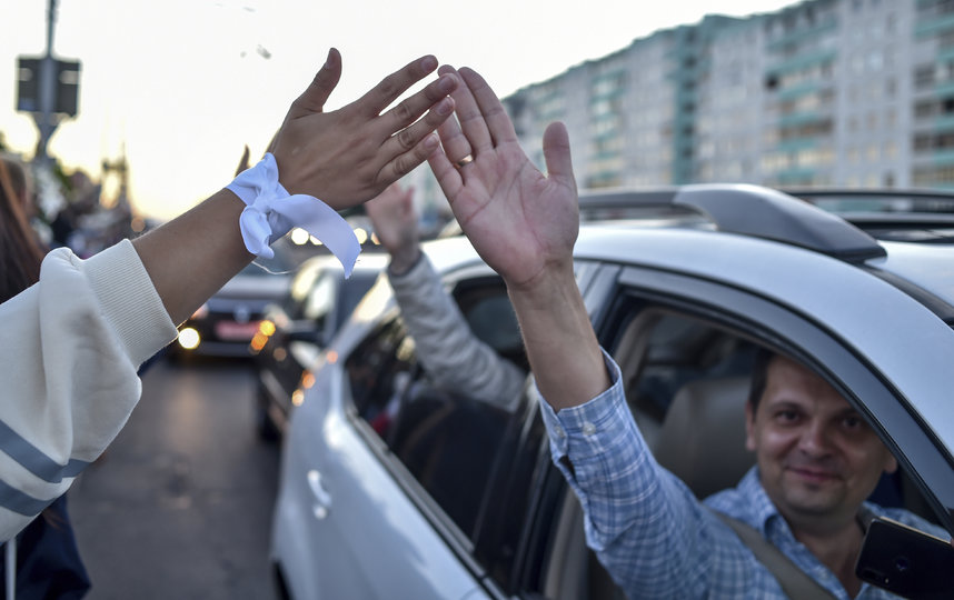 Фото с акции протеста в Белоруссии. Фото AFP