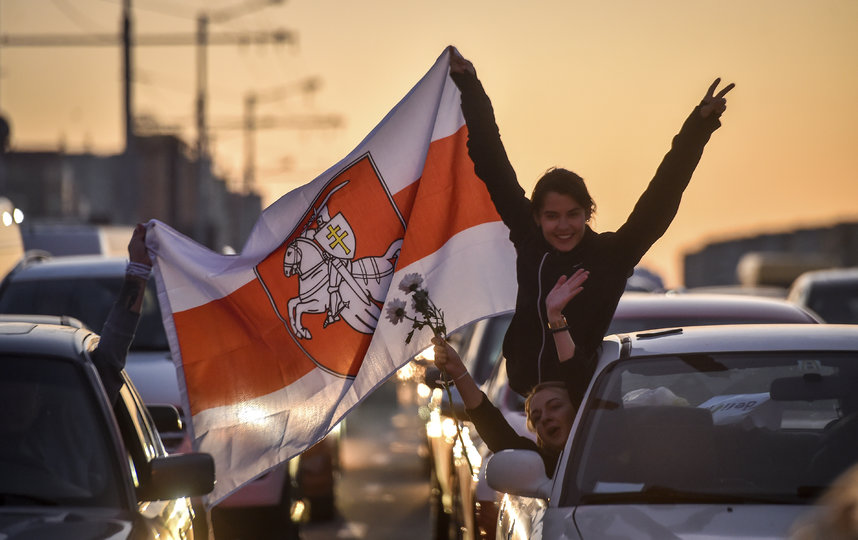 Фото с акции протеста в Белоруссии. Фото AFP