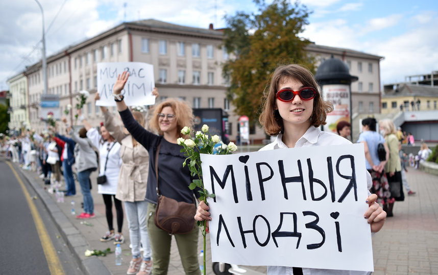 Фото с акции протеста в Белоруссии. Фото AFP