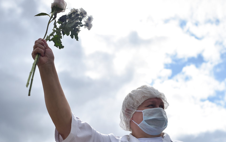 Фото с акции протеста в Белоруссии. Фото AFP