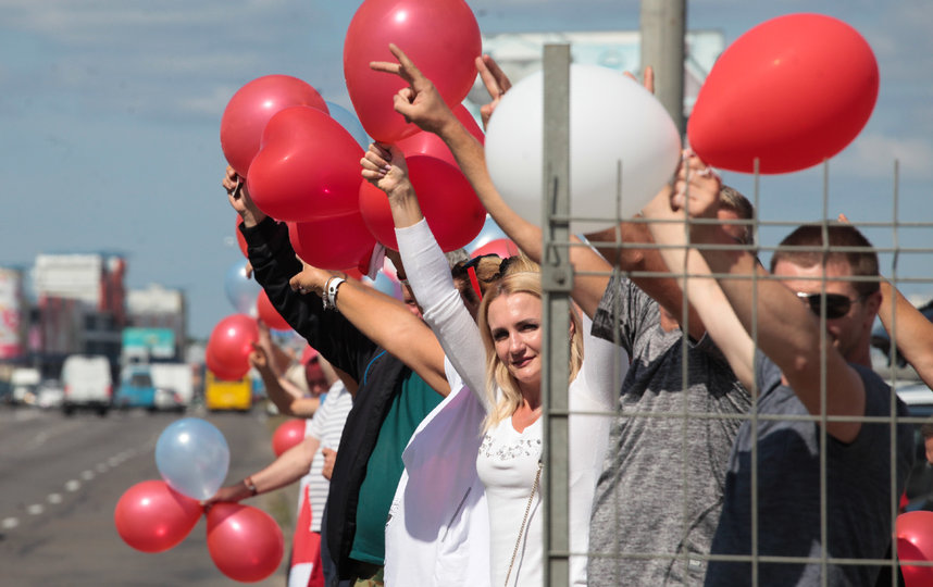 Фото с акции протеста в Белоруссии. Фото AFP