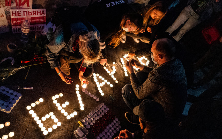 Фото с акции протеста в Белоруссии. Фото AFP