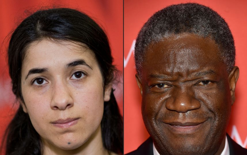 Лауреаты Нобелевской премии мира хирург Денис Муквеге и правозащитница Надя Мурад. Фото AFP