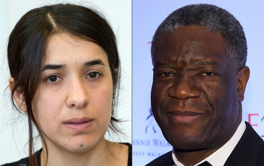 Лауреаты Нобелевской премии мира хирург Денис Муквеге и правозащитница Надя Мурад. Фото AFP