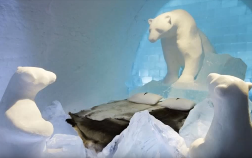 Icehotel. Фото Скриншот https://www.youtube.com/watch?v=vplErh8aoEM, Скриншот Youtube