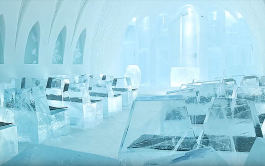 Icehotel. Фото Скриншот https://www.youtube.com/watch?v=vplErh8aoEM, Скриншот Youtube