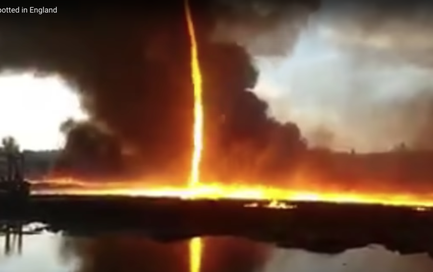 Пугающее видео с огненным торнадо в Британии опубликовали в Сети