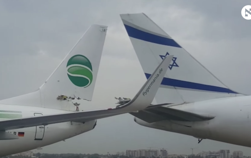 В аэропорту Тель-Авива столкнулись два самолёта. Видео
