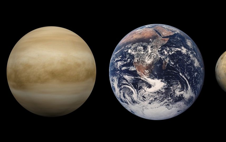 Меркурий, Венера, Земля, Марс (сравнительные размеры планет). Фото Wikipedia/ Brian0918