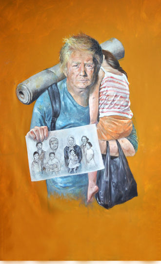Сирийский художник изобразил мировых лидеров в виде беженцев