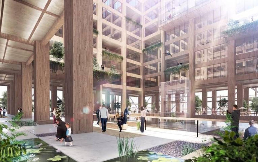 Таким будет холл нового здания. Фото Sumitomo Forestry