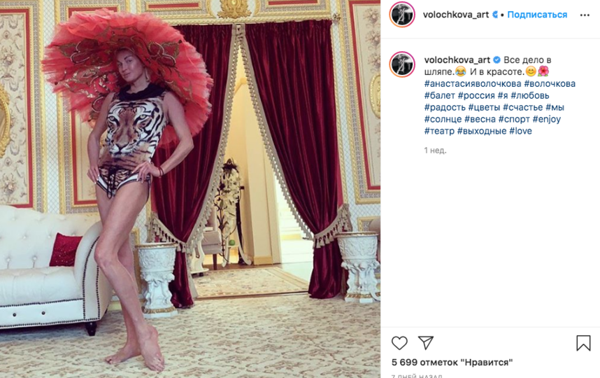 Анастасия Волочкова. Фото скриншот https://www.instagram.com/volochkova_art/