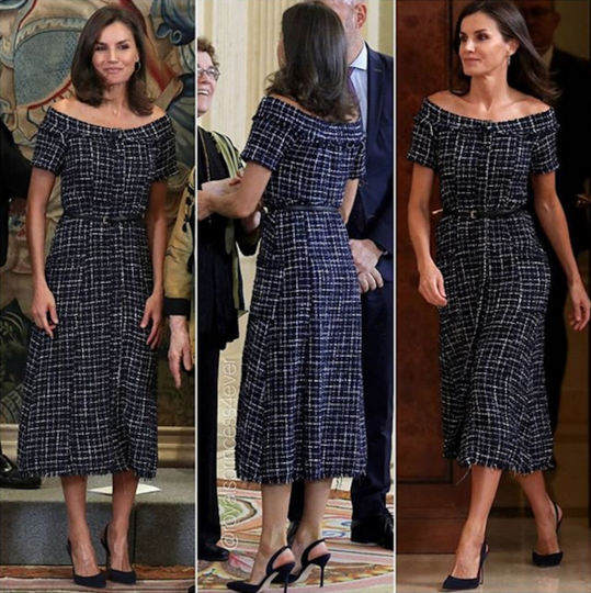 Для приёма во дворце королева Летиция выбрала демократичный наряд. Фото Скриншот https://www.instagram.com/royalsprincess4ever/