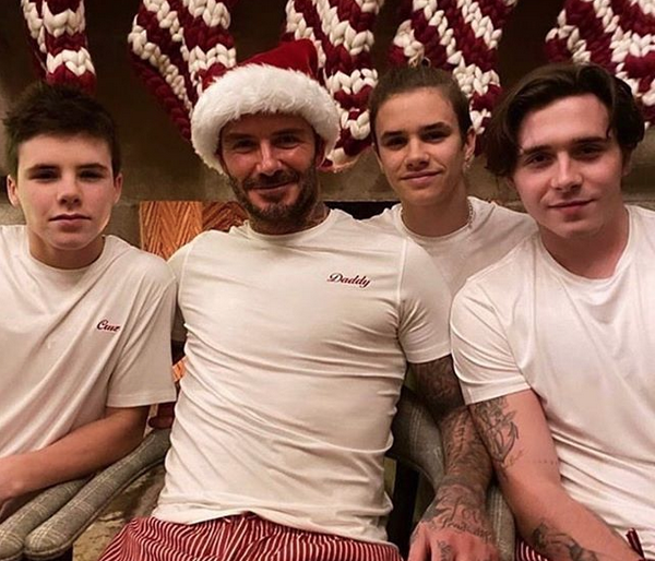 Дэвид Бекхэм с сыновьями. Фото скриншот: instagram.com/cruzbeckham/