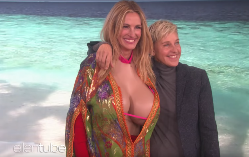 Джулия Робертс в студии телешоу Эллен Дедженерес. Фото Скриншот TheEllenShow, Скриншот Youtube