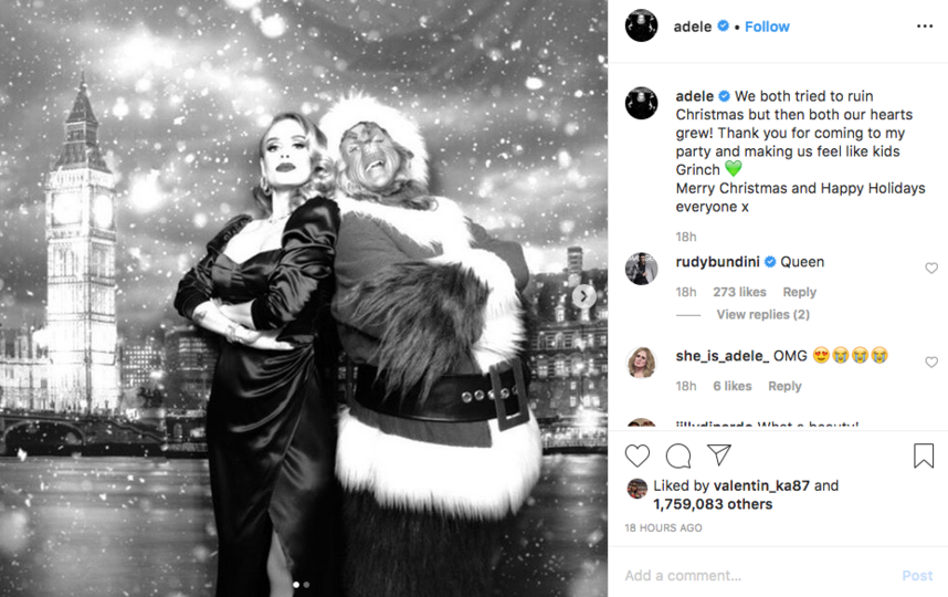 Адель поделилась с поклонниками фотографиями с рождественской вечеринки. Фото скриншот @adele