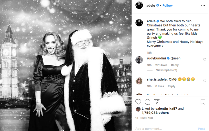 Адель поделилась с поклонниками фотографиями с рождественской вечеринки. Фото скриншот @adele
