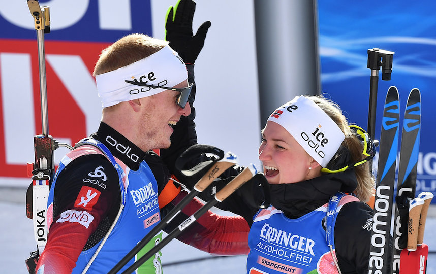 Норвежские биатлонисты выиграли сингл-микст на чемпионате мира