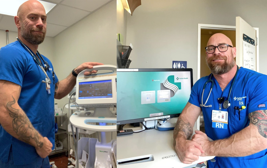 Мужчина работает медбратом в бостонской больнице. Фото instagram.com/thebearded_nurse