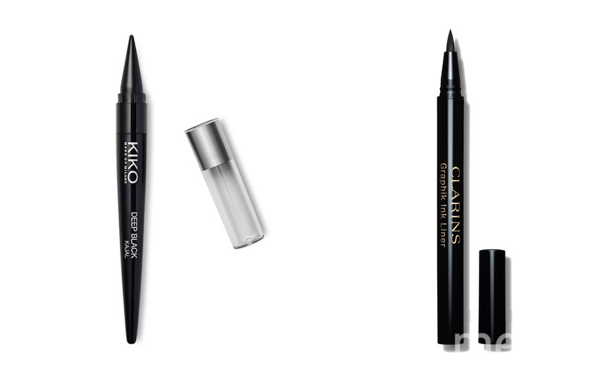 Карандаш для глаз с мягкой текстурой KIKO Deep Black Kajal (660 руб.) / Подводка-фломастер Graphik Ink Liner от Clarins (975 руб.). Фото Предоставлено интернет-магазином, "Metro"
