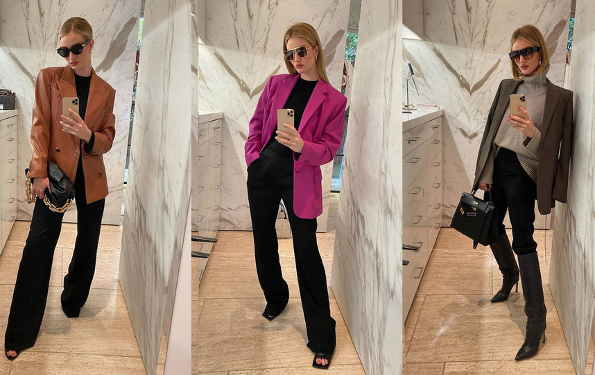 Берите пример с топ-модели Роузи Хантингтон-Уайтли, которая умело дополняет классические брюки блейзерами на любой вкус. Фото instagram.com/rosiehw