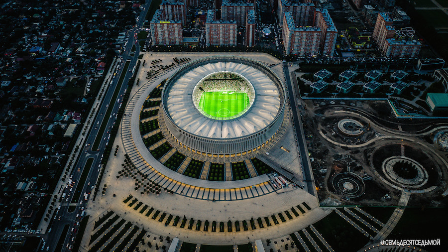Стадион «Краснодара» называют одним из самых красивых в России. Фото Телеграм-канал #СемьдесятСедьмой