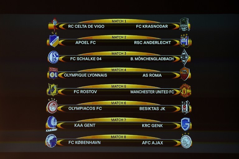 Результаты жеребьёвки 1/8 финала Лиги Европы. Фото AFP