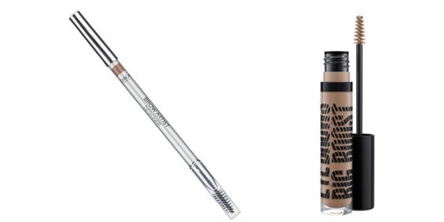 Карандаш для бровей L'Oreal Paris Brow Artist Designer (224 pуб.) / Гель с микроволокнами для бровей М.А.С Big Boost Fibre Gel (1980 руб.).