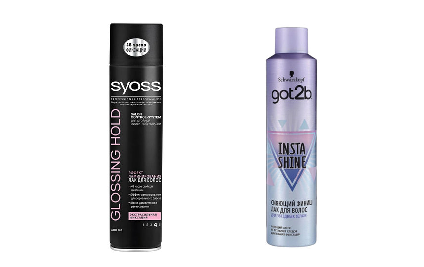 Лак для волос SYOSS Glossing&Hold (520 руб.) / Лак для волос GOT2b Instashine (469 руб.). Фото Предоставлено интернет-магазином, "Metro"