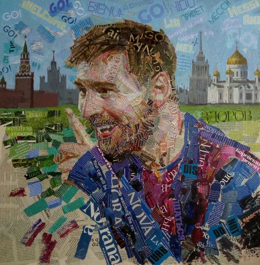 Нападающий сборной Аргентины Лионель Месси на фоне Москвы. Фото Предоставлено Андреем Шатиловым