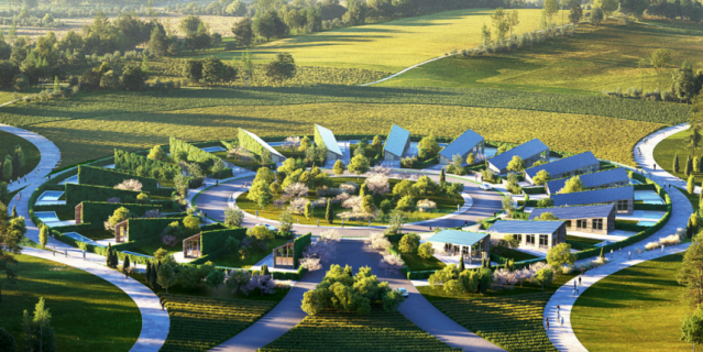 Дома разместятся вокруг центрального сада, как лепестки вокруг сердцевины.