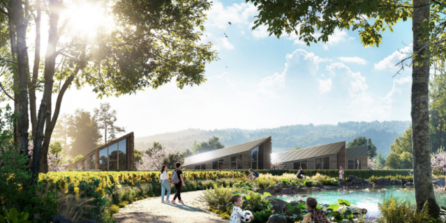 Рядом с домами расположатся небольшие водоёмы.