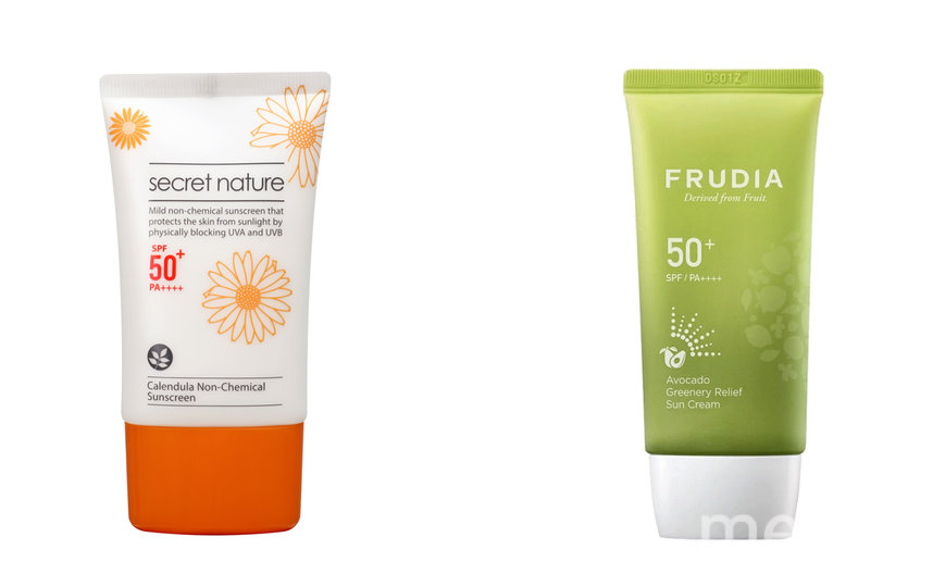 Солнцезащитный крем Secret Nature Calendula Non-Chemical Sunscreen SPF50+ (1690 руб.) / Солнцезащитный восстанавливающий крем с авокадо FRUDIA SPF50+PA++++ (884 руб.). Фото Предоставлено интернет-магазином, "Metro"