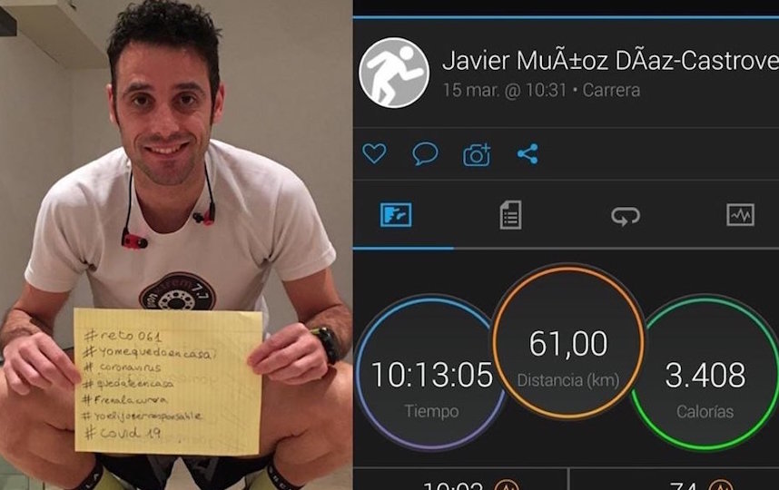 Хавьер подтверждал свои результаты скриншотами из приложений и показателями на спортивных часах.. Фото предоставлено Хавьером Кастроверде.