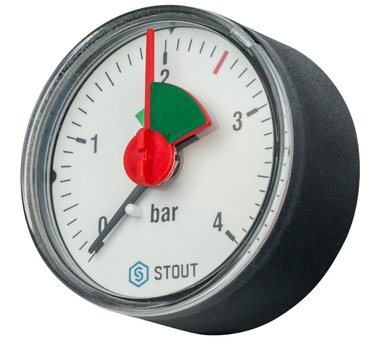 STOUT Манометр аксиальный с указателем предела. Корпус Dn 50 мм 1/4" SIM-0007-500408