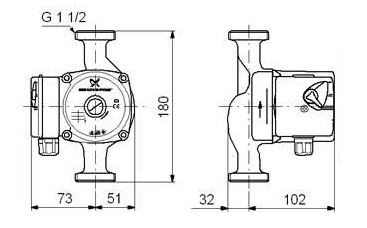 Grundfos UPS 25-60 А циркуляционный насос 1x230 В(96281491)