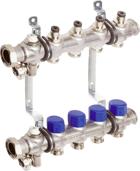 Elsen 1" коллекторная группа с вентилями, 6 контуров 3/4" EMi02.06