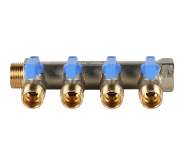 STOUT Коллектор с шаровыми кранами 3/4", 4 отвода 1/2" SMB 6201 341204