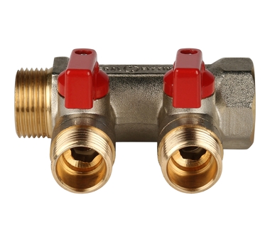 STOUT Коллектор с шаровыми кранами 1", 2 отвода 1/2" SMB 6200 011202