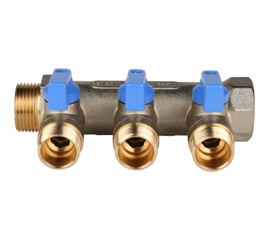 STOUT Коллектор с шаровыми кранами 3/4", 3 отвода 1/2" SMB 6201 341203