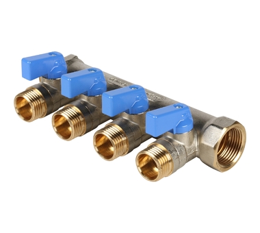 STOUT Коллектор с шаровыми кранами 3/4", 4 отвода 1/2" SMB 6201 341204