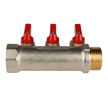 STOUT Коллектор с шаровыми кранами 1", 3 отвода 1/2" SMB 6200 011203