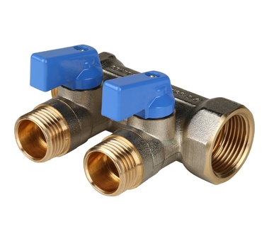 STOUT Коллектор с шаровыми кранами 1", 2 отвода 1/2" SMB 6201 011202