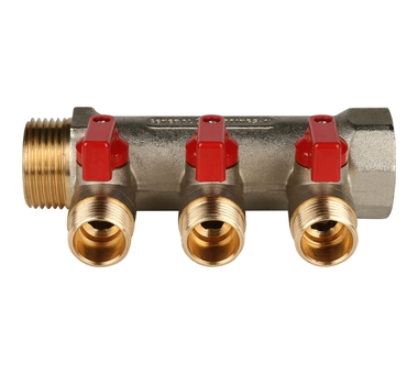 STOUT Коллектор с шаровыми кранами 1", 3 отвода 1/2" SMB 6200 011203