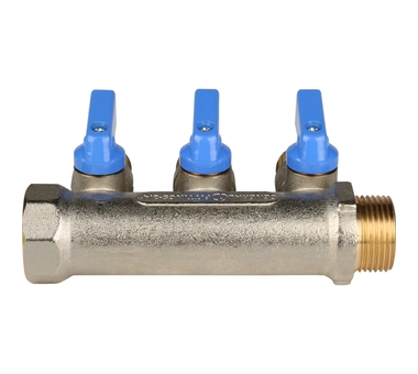 STOUT Коллектор с шаровыми кранами 3/4", 3 отвода 1/2" SMB 6201 341203