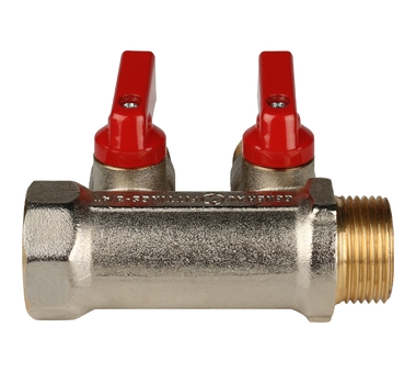 STOUT Коллектор с шаровыми кранами 1", 2 отвода 1/2" SMB 6200 011202